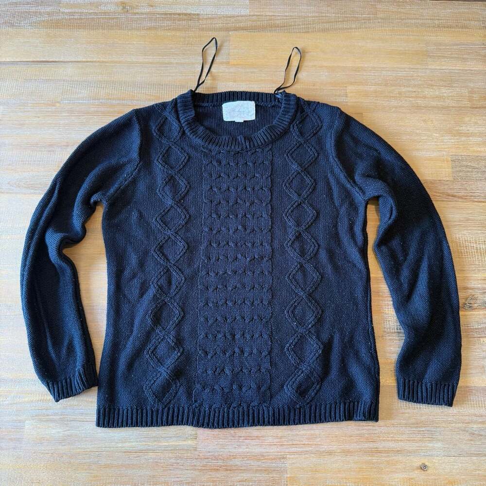 Ambiance Apparel Cable Knit Sweater Size S Black